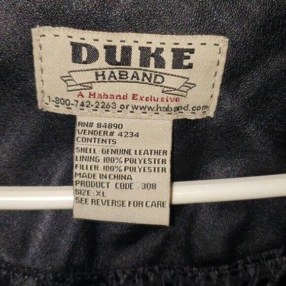 Vintage Duke Haband Black Leather Jacket Men’s XL Quilted Lining Pockets - Picture 9 of 9